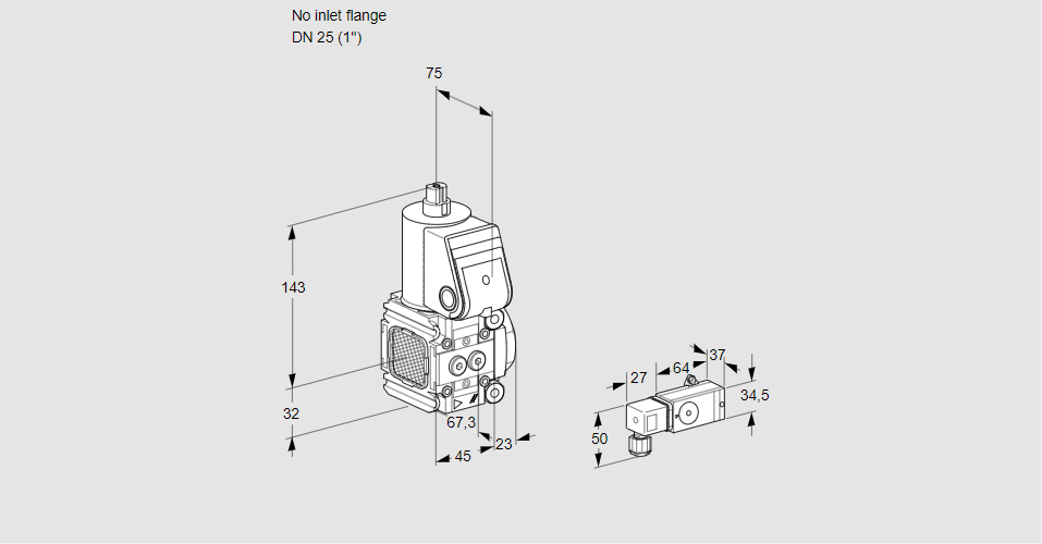 Клапан эл.магнитный газовый VAS 1-/25R/NW