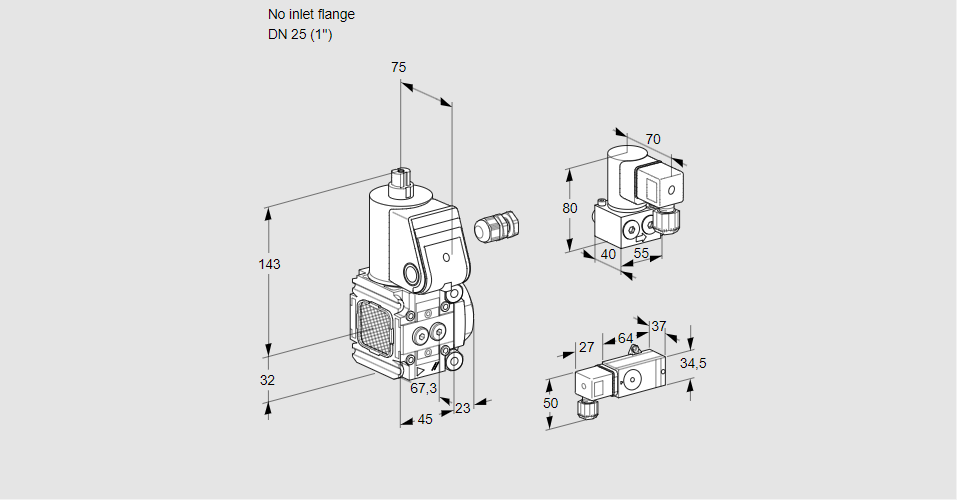 Клапан эл.магнитный газовый VAS 1-/25R/NW