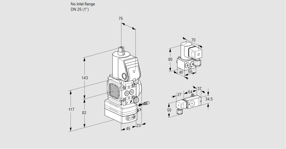 Регулятор соотношения газ/воздух 1:1  с эл.магнитным клапаном VAG 1-/25R/NWAE