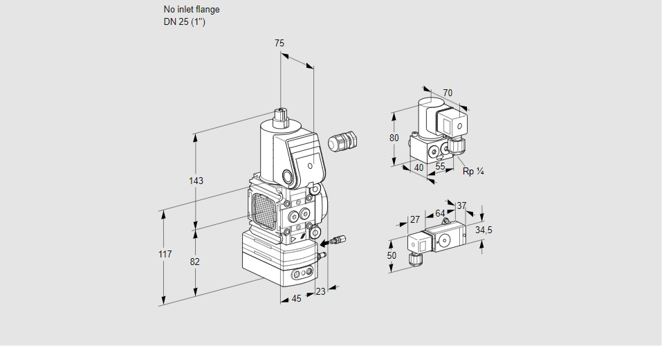 Регулятор соотношения газ/воздух 1:1  с эл.магнитным клапаном VAG 1-/25R/NWAE