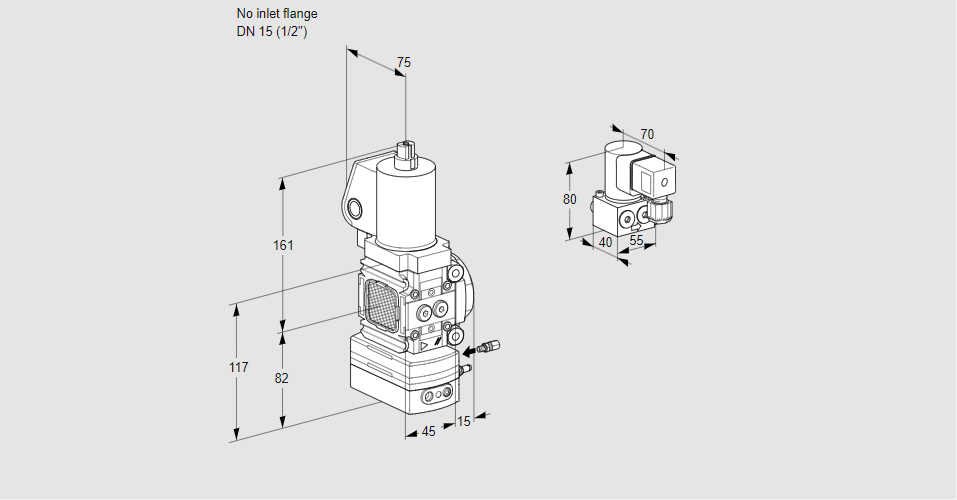 Регулятор соотношения газ/воздух 1:1  с эл.магнитным клапаном VAG 1-/15R/NQGLBE