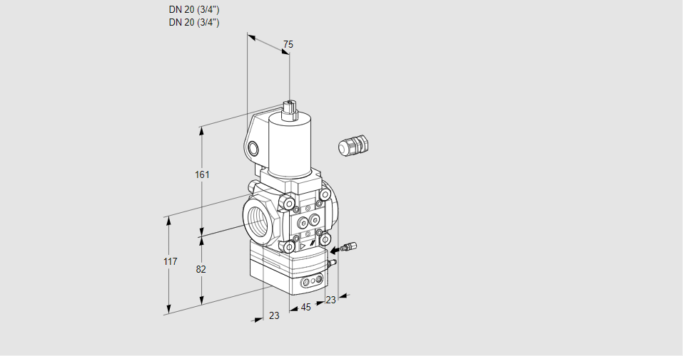 Регулятор соотношения газ/воздух 1:1  с эл.магнитным клапаном VAG 120R/NQSLAE