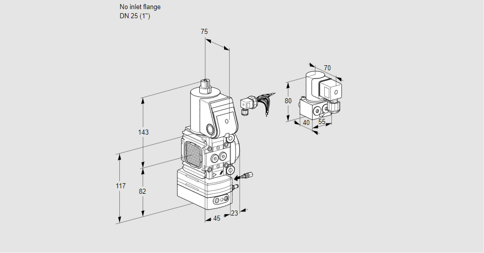 Регулятор соотношения газ/воздух 1:1  с эл.магнитным клапаном VAG 1-/25R/NWAE