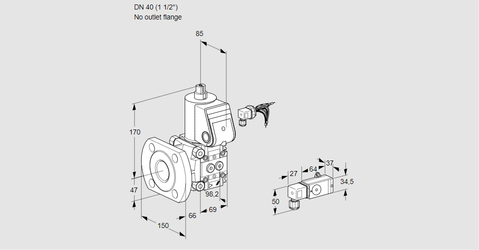 Клапан эл.магнитный газовый VAS 240/-F/NW