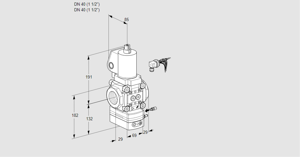 Регулятор расхода газа с эл.магнитным клапаном VAH 240R/NWGLAE