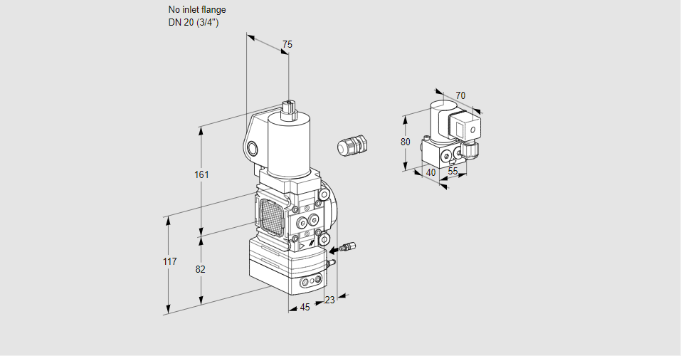 Регулятор соотношения газ/воздух 1:1  с эл.магнитным клапаном VAG 1-/20R/NWGLAE