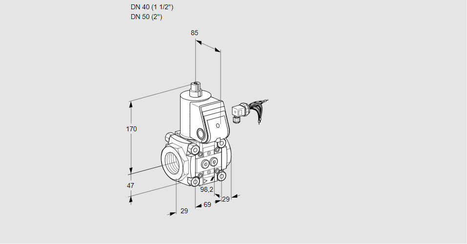 Клапан эл.магнитный газовый VAA 240/50R/NW