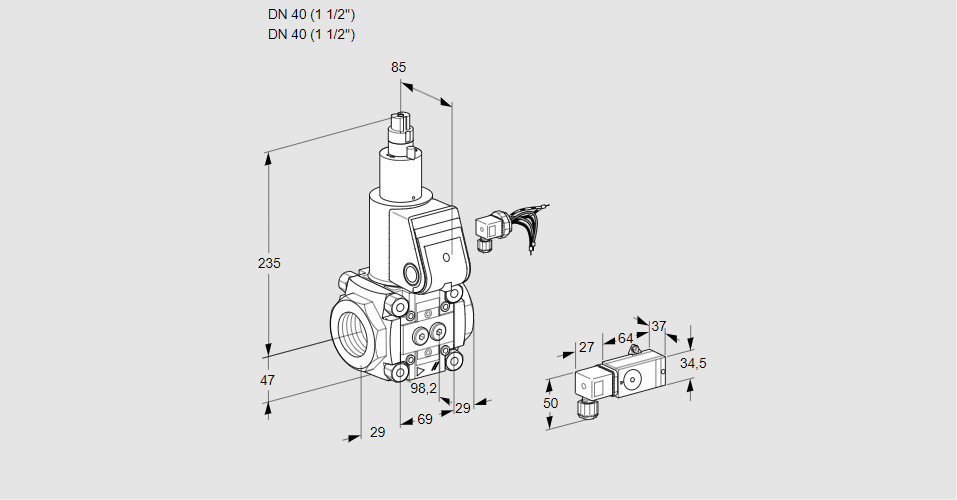 Клапан эл.магнитный газовый VAS 240R/LK