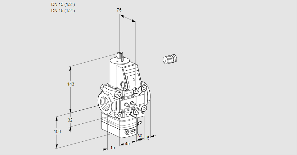 Регулятор расхода газа с эл.магнитным клапаном VAH 1E15R/15R05HEVQR/MM/PP