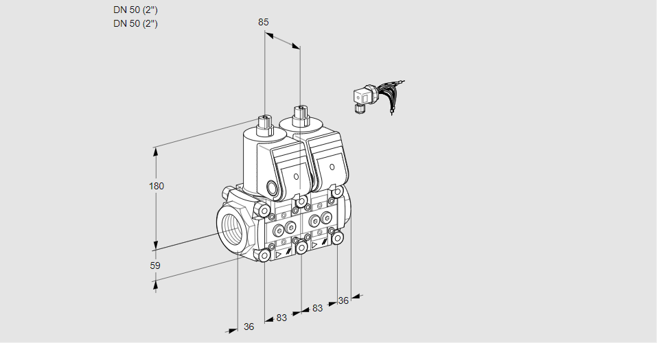 Клапан эл.магнитный сдвоенный VCS 3E50R/50R05NNWR/PPPP/PPPP