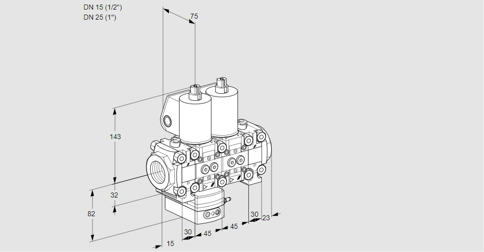 Регулятор давления с двумя эл.магнитными клапанами VCD 1T15N/25N05FD-100NVQL/PPPP/PPPP