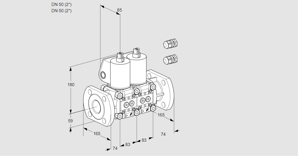 Клапан эл.магнитный сдвоенный VCS 3E50F/50F05NNWL3/PPPP/PPPP