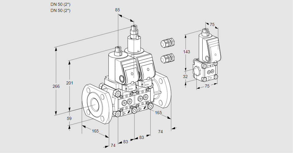 Клапан эл.магнитный сдвоенный VCS 3E50F/50F05NLWGR3/PPPP/PPZS