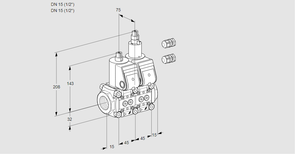 Клапан эл.магнитный сдвоенный VCS 1E15R/15R05NLKR3/PPPP/PPPP