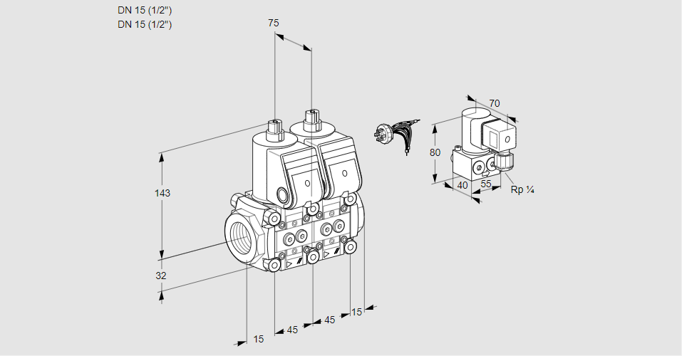 Клапан эл.магнитный сдвоенный VCS 1E15R/15R05NNWR/PPPP/PPZY