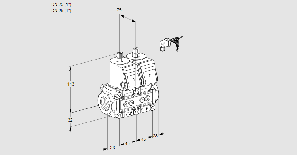 Клапан эл.магнитный сдвоенный VCS 1E25R/25R05NNWR/PPPP/PPPP