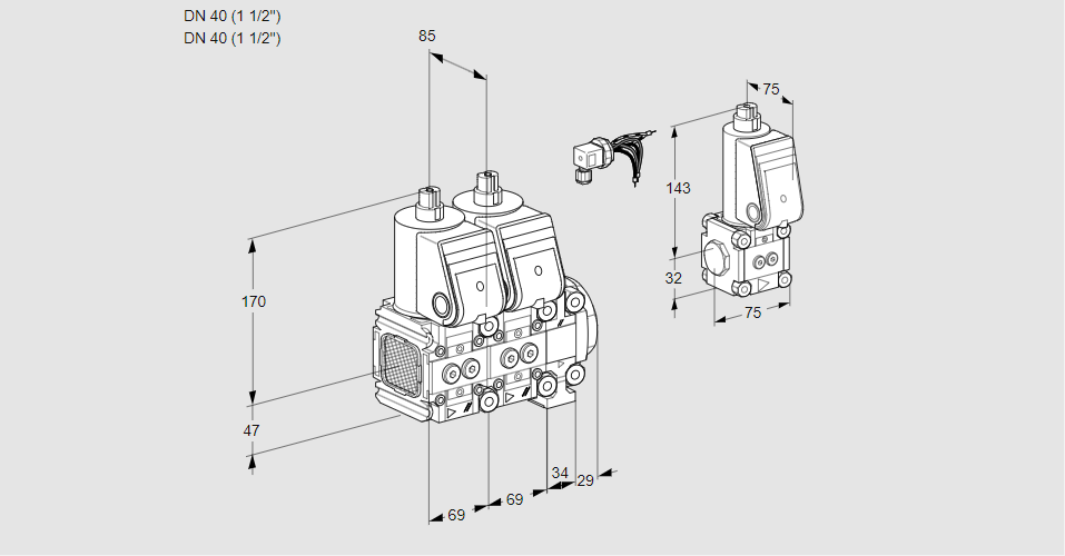 Клапан эл.магнитный сдвоенный VCS 2E40R/40R05FNNVWR/PPPP/PPZS