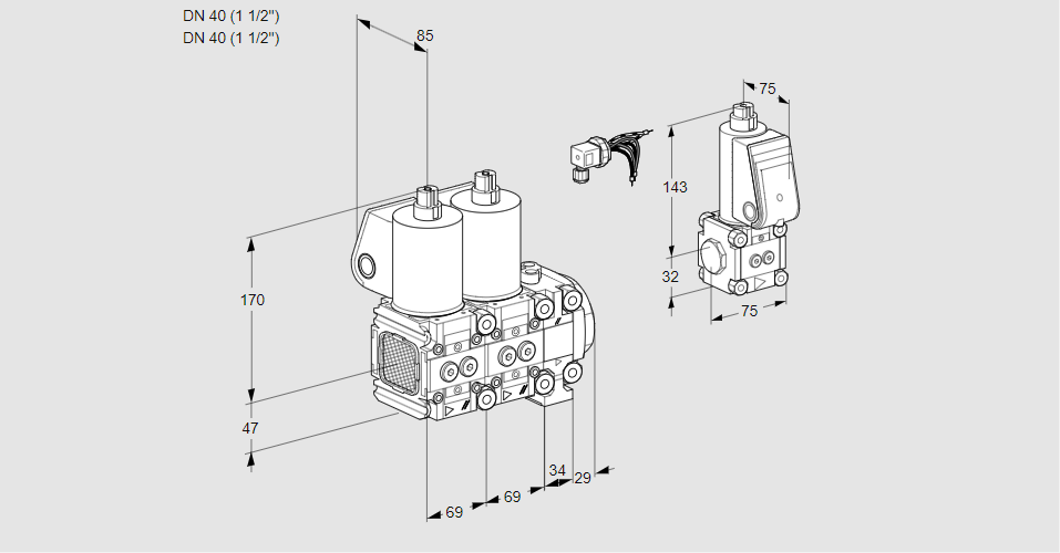 Клапан эл.магнитный сдвоенный VCS 2E40R/40R05FNNVWL/PPZS/PPPP