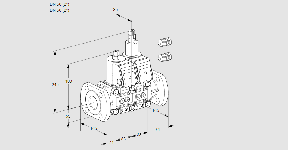 Клапан эл.магнитный сдвоенный VCS 3E50F/50F05NLWR3/PPPP/PPPP
