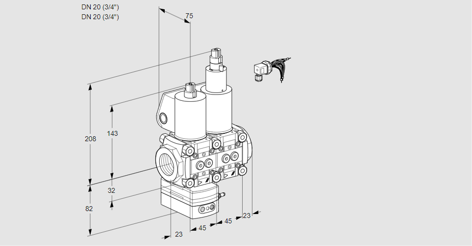 Регулятор давления с двумя эл.магнитными клапанами VCD 1E20R/20R05D-100LQL/PPPP/PPPP