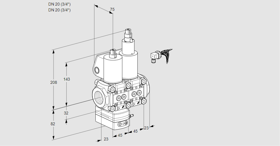 Регулятор давления с двумя эл.магнитными клапанами VCD 1E20R/20R05D-100LQL/PPPP/PPPP