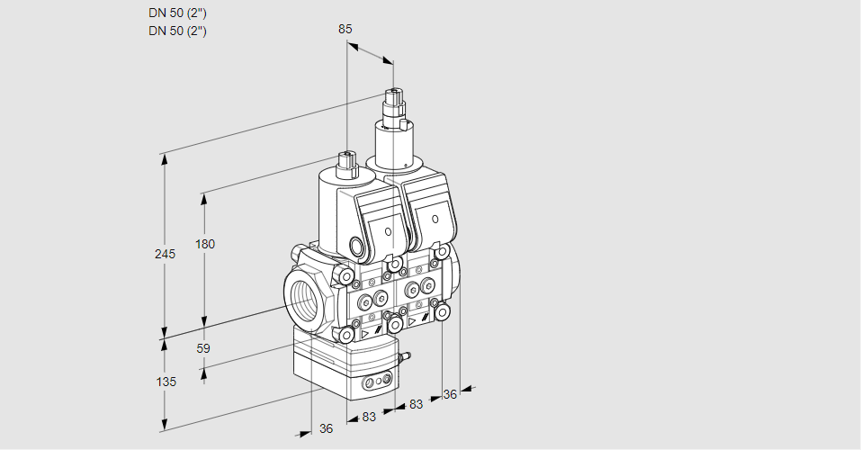 Регулятор давления с двумя эл.магнитными клапанами VCD 3E50R/50R05D-25LWR/PPPP/PPPP