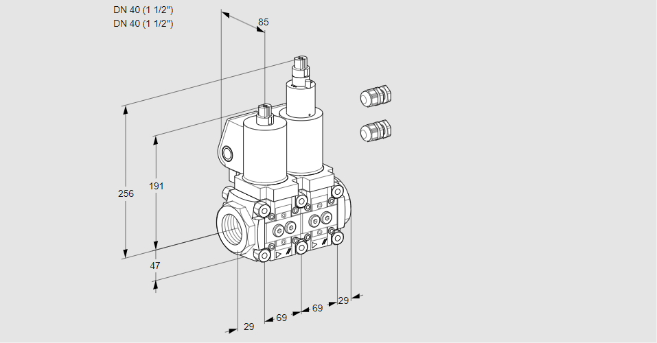Клапан эл.магнитный сдвоенный VCS 2E40R/40R05NLKGL3/PPPP/PPPP