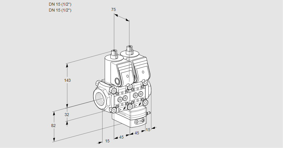 Регулятор давления с двумя эл.магнитными клапанами VCD 1T15N/15N05ND-100QR/PPPP/PPPP