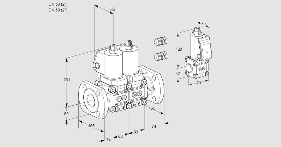Клапан эл.магнитный сдвоенный VCS 3E50F/50F05NNKGL3/PPZS/PPPP