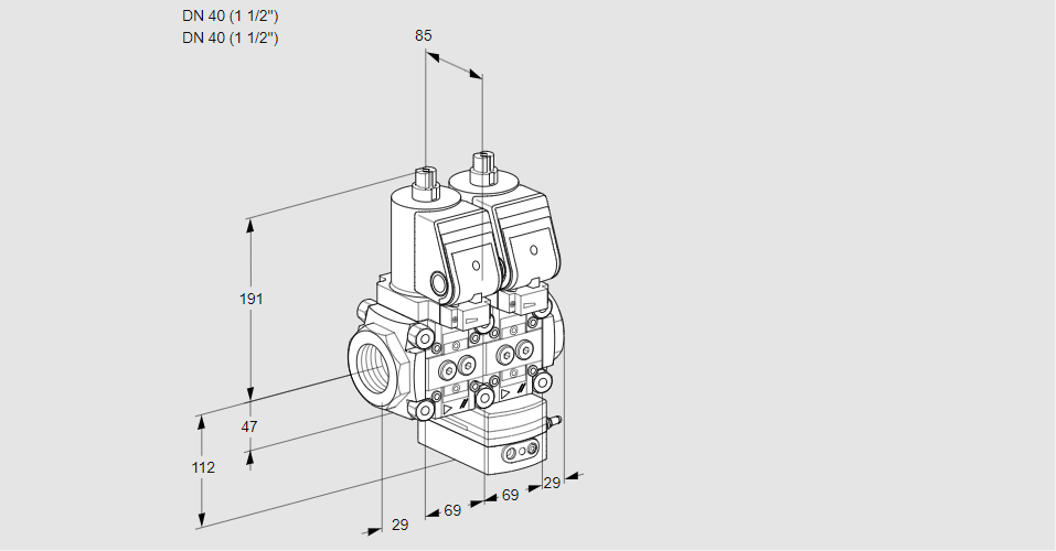 Регулятор давления с двумя эл.магнитными клапанами VCD 2T40N/40N05ND-50QSR/PPPP/PPPP