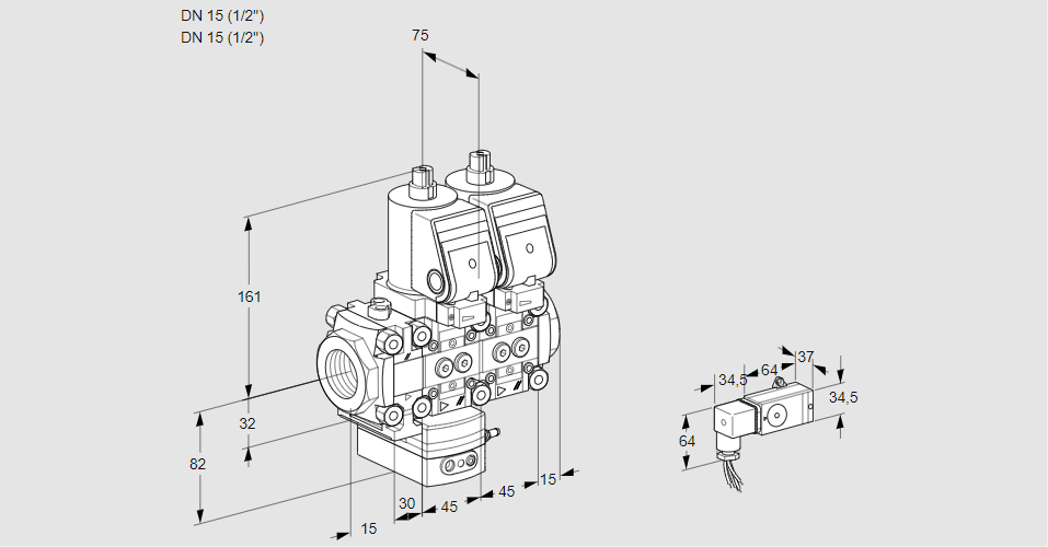 Регулятор давления с двумя эл.магнитными клапанами VCD 1T15N/15N05FD-50NQSR/3-PP/PPPP
