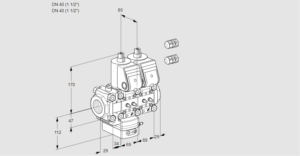 Регулятор давления с двумя эл.магнитными клапанами VCD 2E40R/40R05FD-100NWR3/MMMM/PPPP