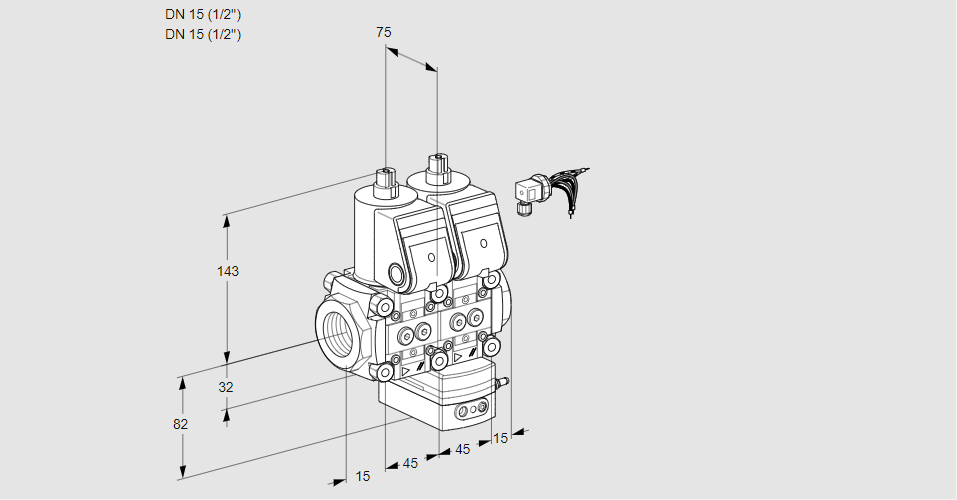 Регулятор давления с двумя эл.магнитными клапанами VCD 1E15R/15R05ND-25WR/PPPP/PPPP