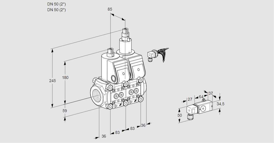 Клапан эл.магнитный сдвоенный VCS 3E50R/50R05NLWR/PPPP/-2PP