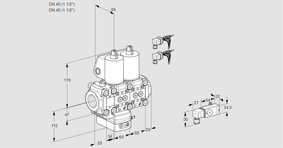 Регулятор давления с двумя эл.магнитными клапанами VCD 2E40R/40R05FD-25NWL6/MMPP/1--4