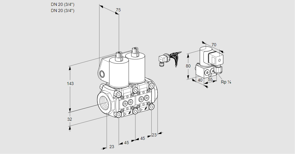 Клапан эл.магнитный сдвоенный VCS 1E20R/20R05NNWL/PPZY/PPPP