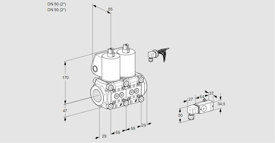 Клапан эл.магнитный сдвоенный VCS 2E50R/50R05NNKL/4-PP/PPPP