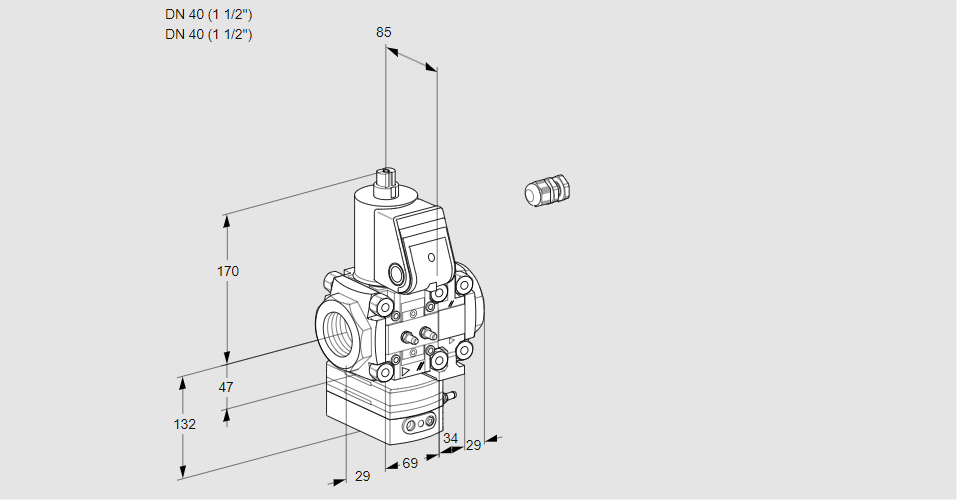 Регулятор расхода газа с эл.магнитным клапаном VAH 2E40R/40R05HEVQR/MM/PP