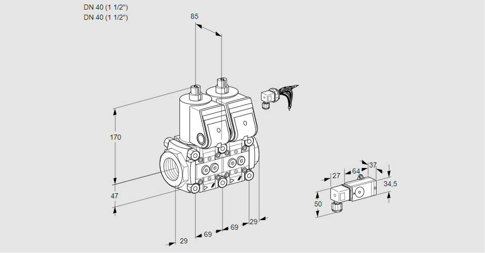 Клапан эл.магнитный сдвоенный VCS 2E40R/40R05NNKR/2-PP/PPPP