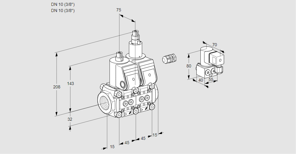 Клапан эл.магнитный сдвоенный VCS 1E10R/10R05NLWR/PPPP/PPBY