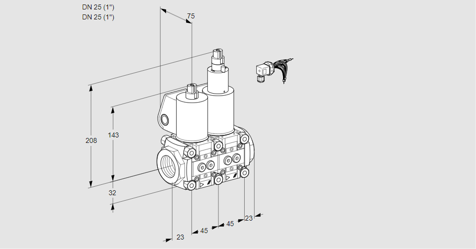 Клапан эл.магнитный сдвоенный VCS 1E25R/25R05NLWL/MMMM/PPPP