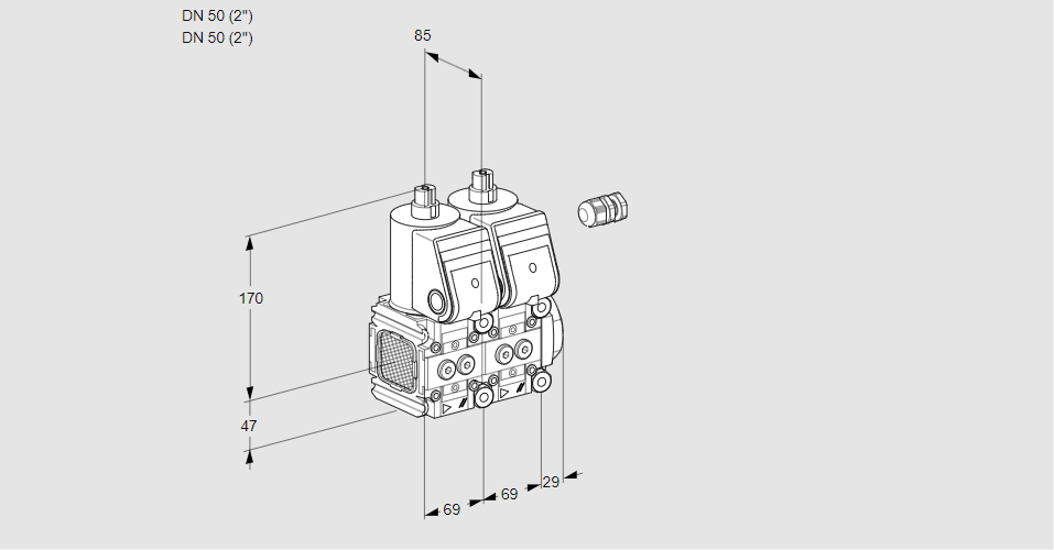 Клапан эл.магнитный сдвоенный VCS 2E50R/50R05FNNWR/PPPP/PPPP