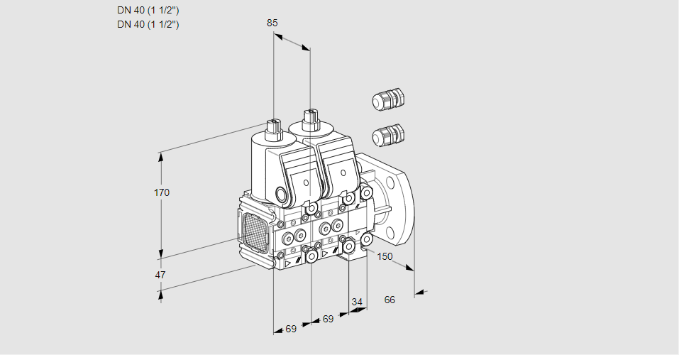 Клапан эл.магнитный сдвоенный VCS 2E40F/40F05FNNVWR3/PPPP/PPPP