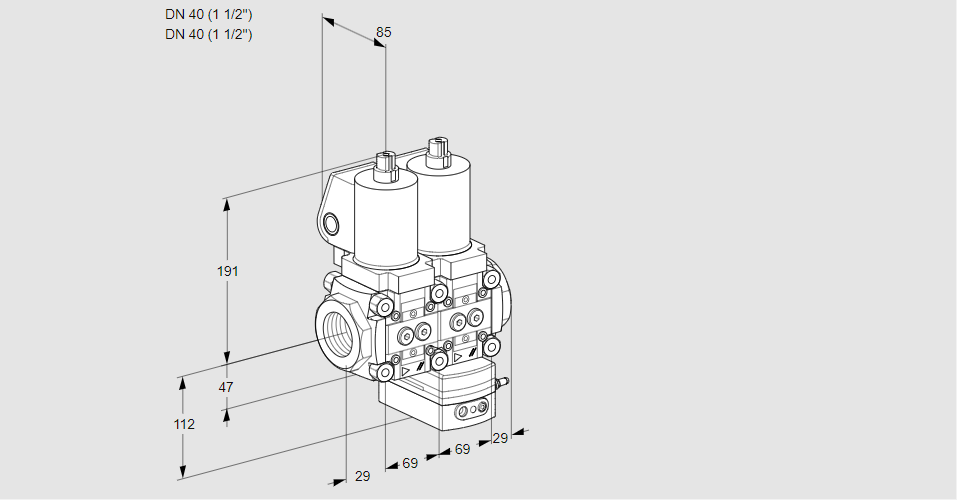 Регулятор давления с двумя эл.магнитными клапанами VCD 2T40N/40N05ND-50QSL/PPPP/PPPP