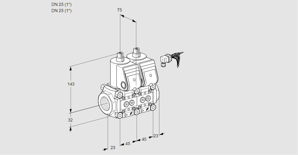 Клапан эл.магнитный сдвоенный VCS 1E25R/25R05NNKR3/PPPP/PPPP