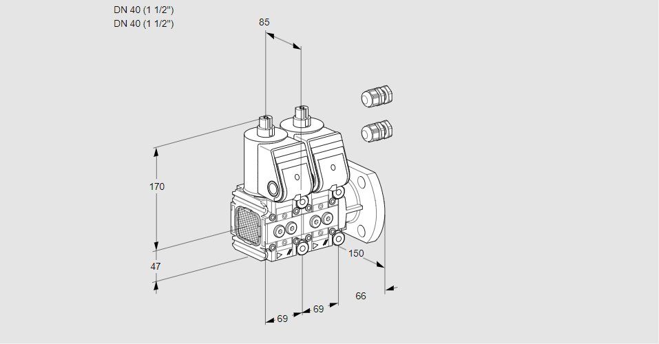 Клапан эл.магнитный сдвоенный VCS 2E40R/40F05FNNWR3/PPPP/PPPP