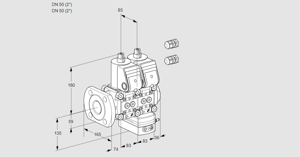 Регулятор давления с двумя эл.магнитными клапанами VCD 3E50F/50R05ND-100WR3/PPPP/PPPP