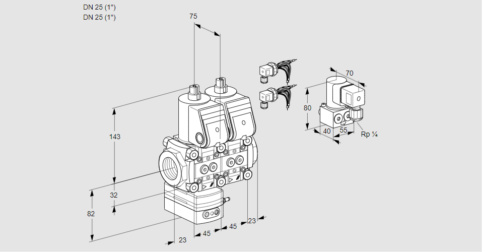 Регулятор давления с двумя эл.магнитными клапанами VCD 1E25R/25R05D-25NWR6/PPPP/ZYPP