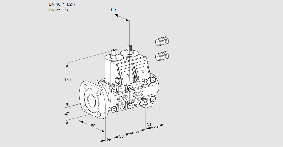 Клапан эл.магнитный сдвоенный VCS 2E40F/25R05NNVWR3/PPPP/PPPP
