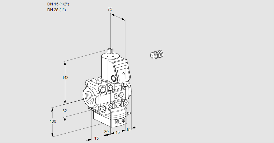 Регулятор расхода газа с эл.магнитным клапаном VAH 1E15R/25R05FHEWR/PP/PP